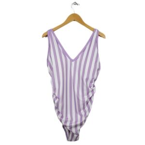🆕️Kona Sol Women's One Piece Purple Stripe V-neck Swimsuit